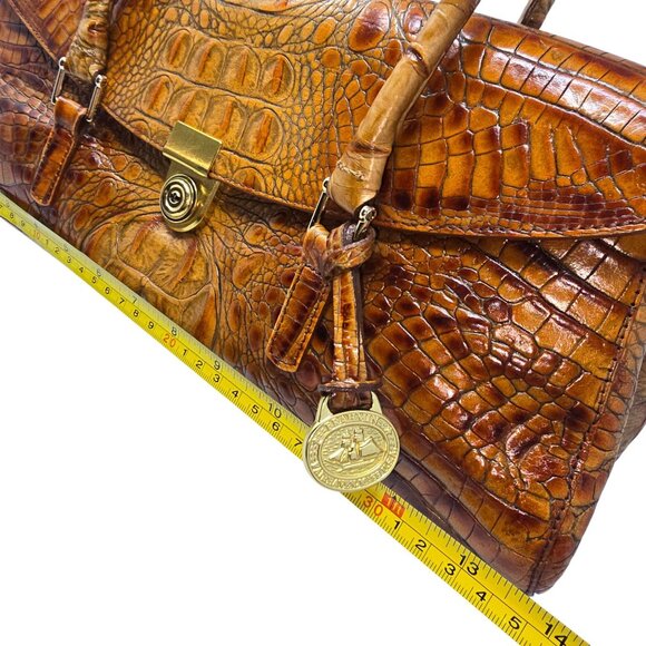 Vintage Brahmin Crocodile Embossed Shoulder Bag 14" Toasted Almond Handbag - Picture 11 of 16